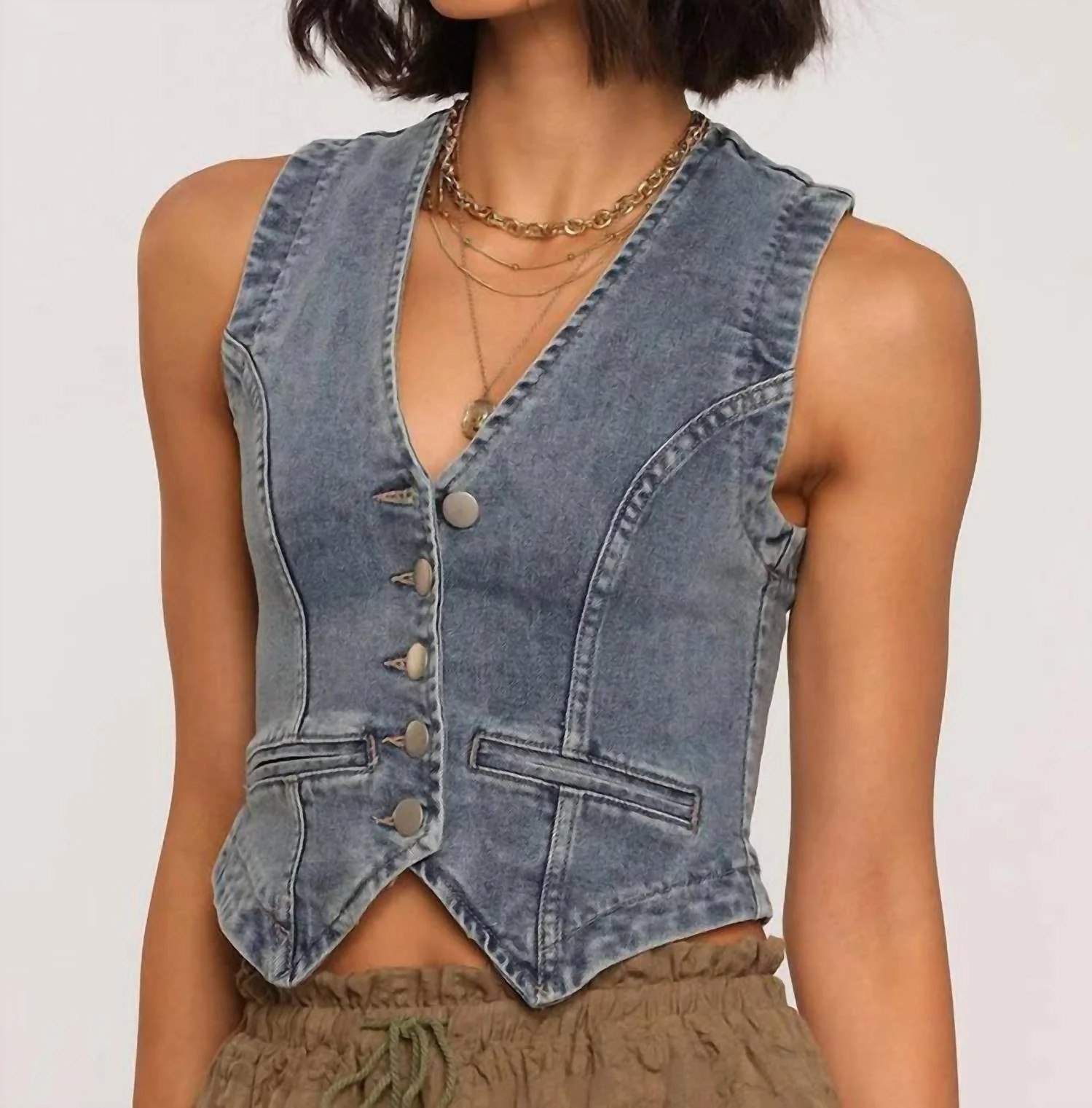 Denny Vest In Denim | Shop Simon