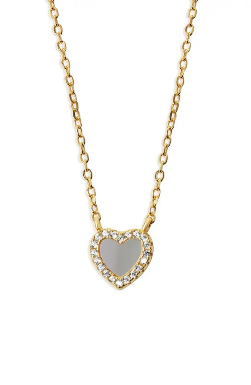 Argento Vivo Sterling Silver 14K Gold Plated Mother-of-Pearl Heart Pendant Necklace at Nordstrom | Nordstrom