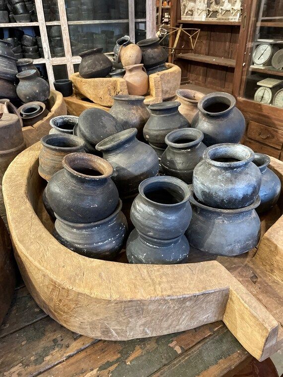 Rustic Clay Pot, Vintage Pottery Vase, Farmhouse Primitive Decor | Etsy (US)