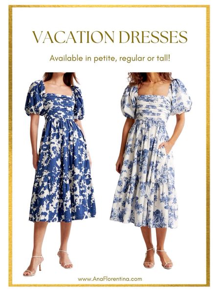 Vacation outfit. Abercrombie floral midi dress for a warm weather vacation! I absolutely love the fit of this blue floral dress, I have it in green and white and wore it to our vacation in Asheville (if you scroll back you’ll see it). It fits true to size and needs no styling, just add earrings, and sandals.

#LTKSeasonal #LTKtravel