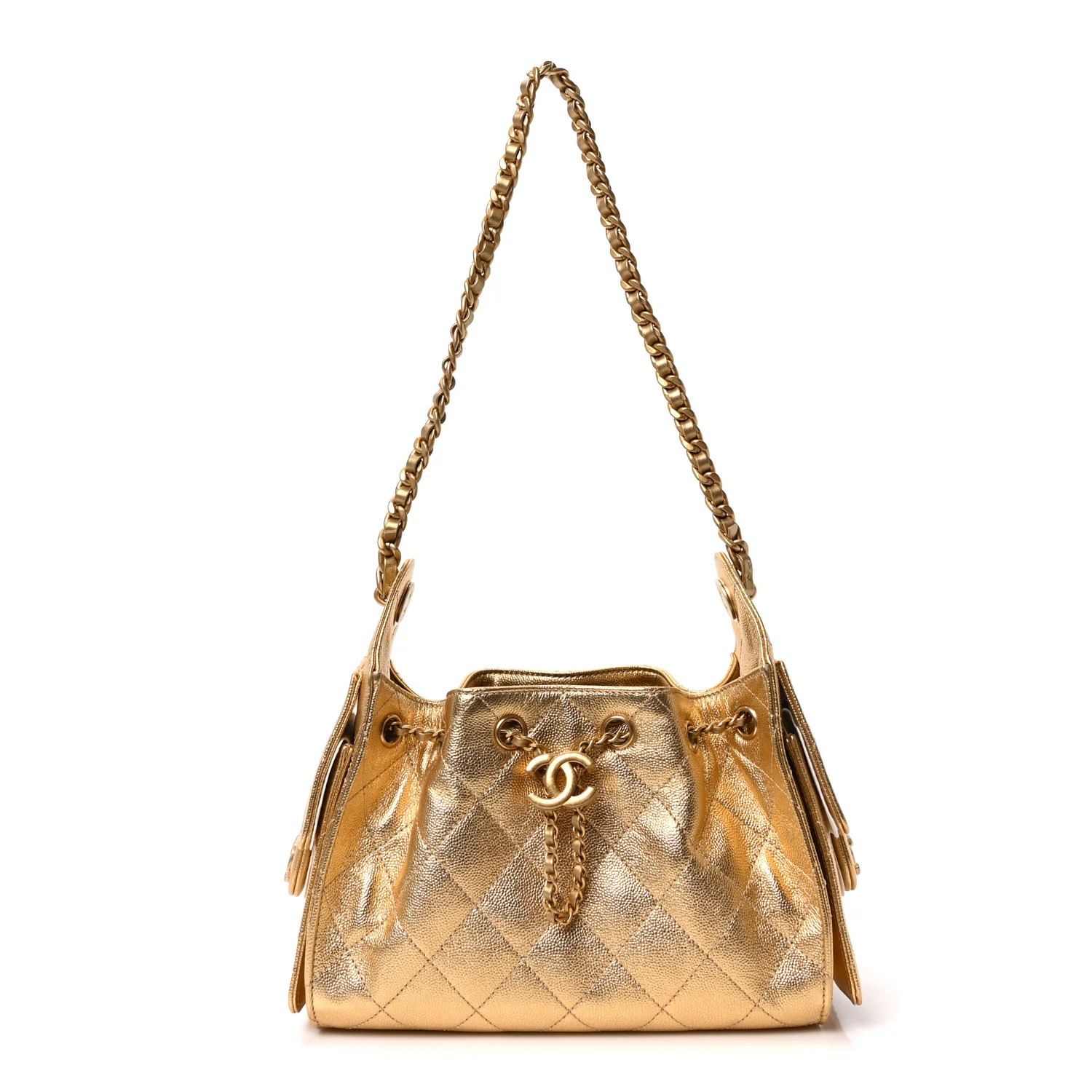 Metallic Caviar Quilted Mini Chanel 25 Handbag Gold | FASHIONPHILE (US)