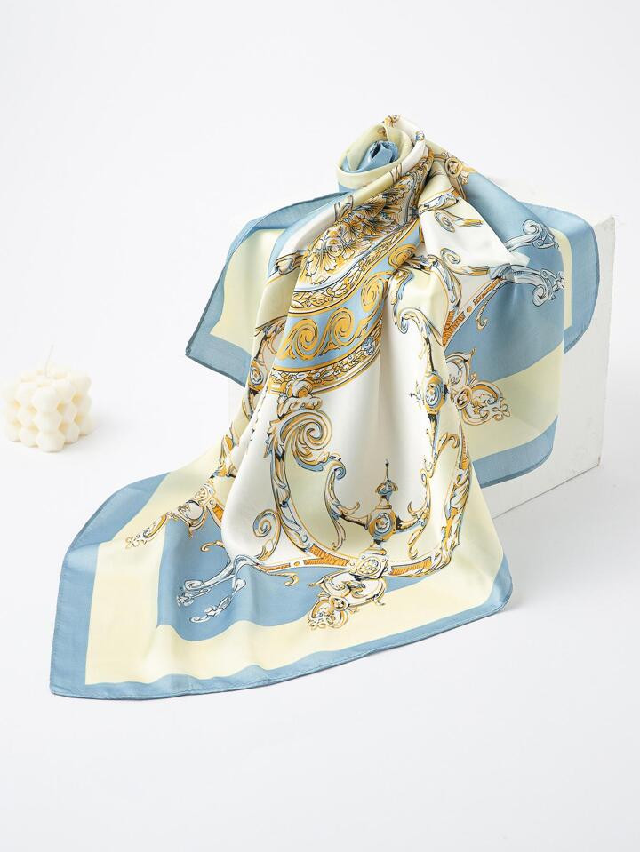 1pc Orange Romantic Vintage Noble Print Design Scarf Suitable For Travel Party Elegant | SHEIN