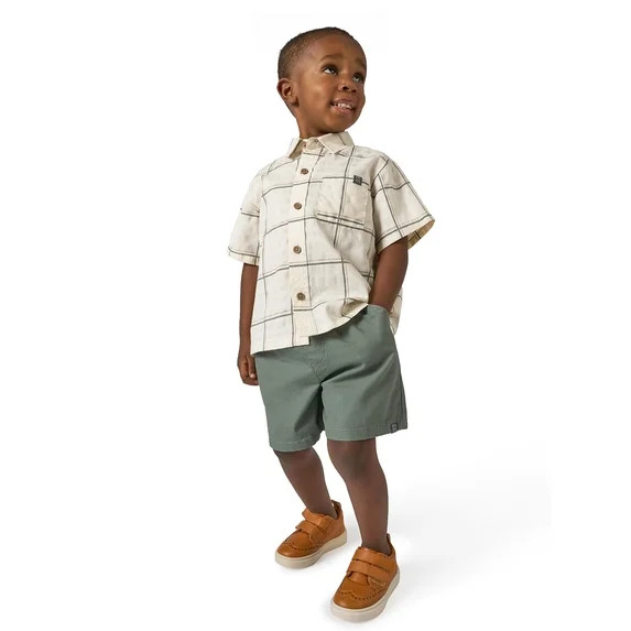 Modern Moments by Gerber Baby and Toddler Boy Button Front Shirt and Short Set, 2-Piece, Sizes 0/... | Walmart (US)