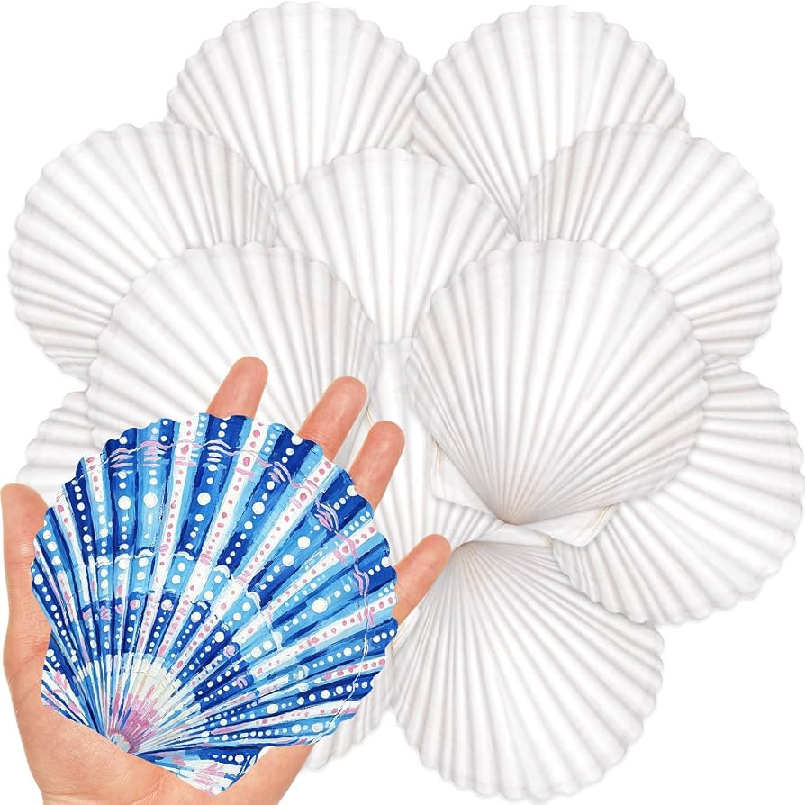 20Pcs 4-5 Inch Large Scallop Shells for Crafts, Natural White Scallop Shells for Baking, Painting... | Amazon (US)