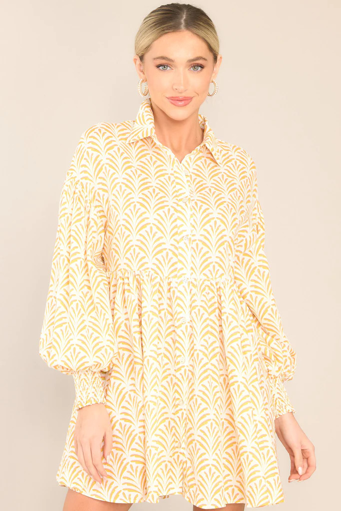 This Is Your Sign Sunflower Yellow Print Dress | Red Dress