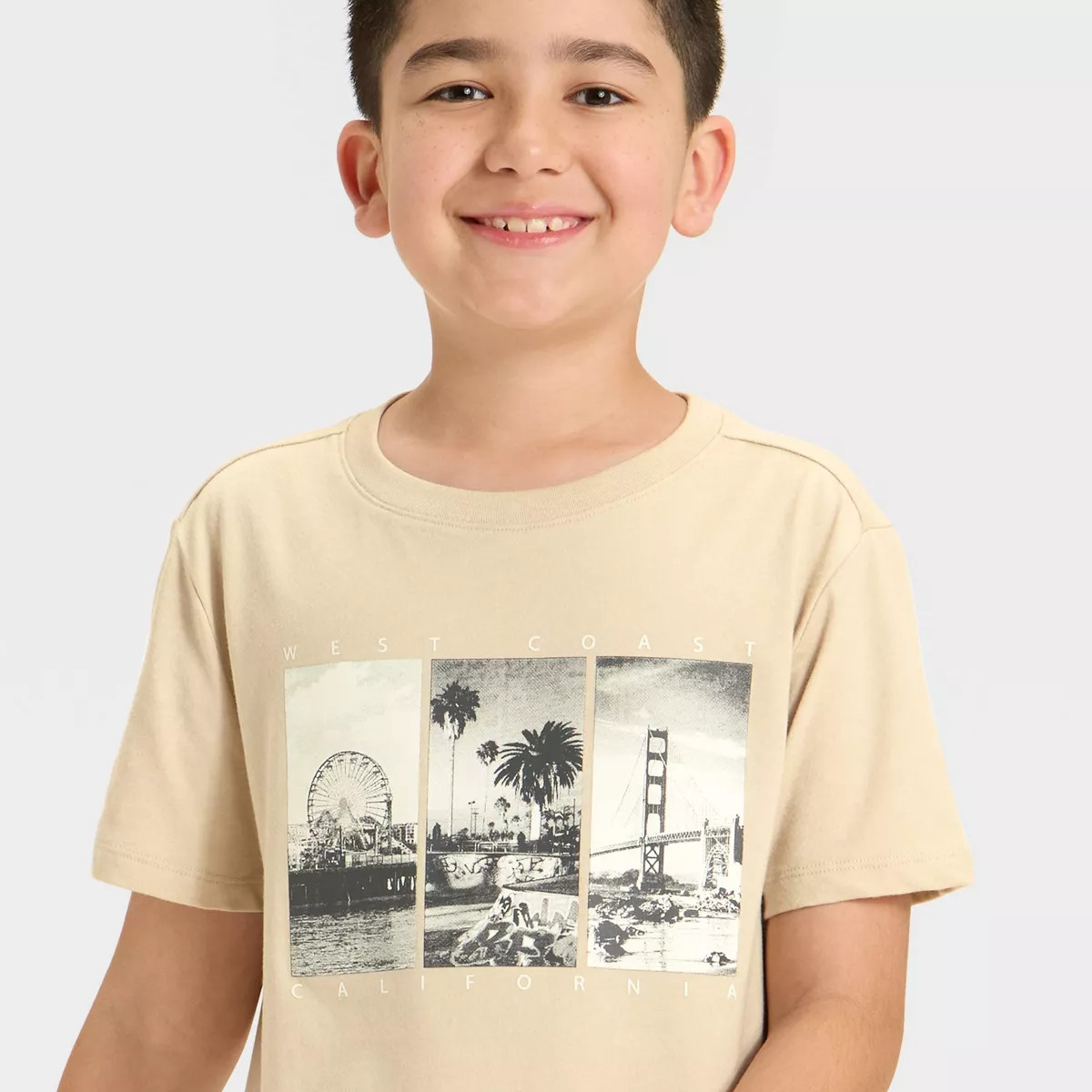 Boys' Short Sleeve West Coast California Graphic T-Shirt - Cat & Jack™ Khaki | Target