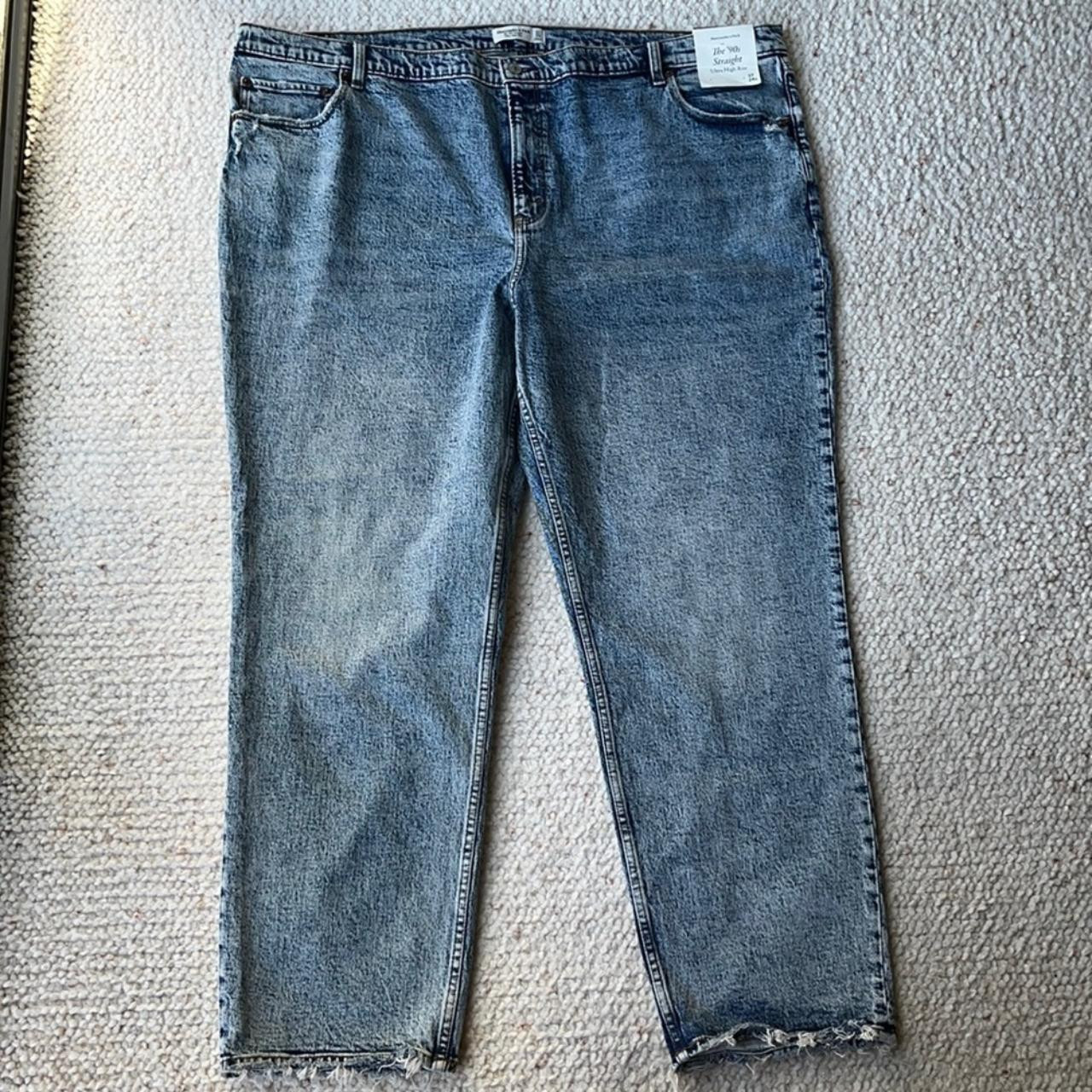 Abercrombie & Fitch Women's High waisted Stone-washed Jeans - Blue - 24 | Depop US