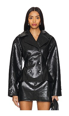 House of Harlow 1960 Theo Faux Croc Jacket in Black from Revolve.com | Revolve Clothing (Global)