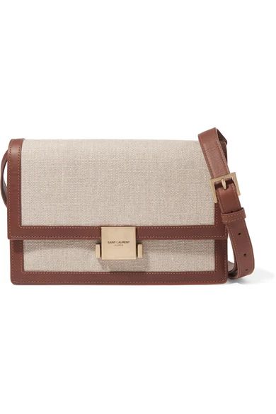 Saint Laurent - Bellechasse Medium Leather-trimmed Canvas Shoulder Bag - Beige | NET-A-PORTER (US)