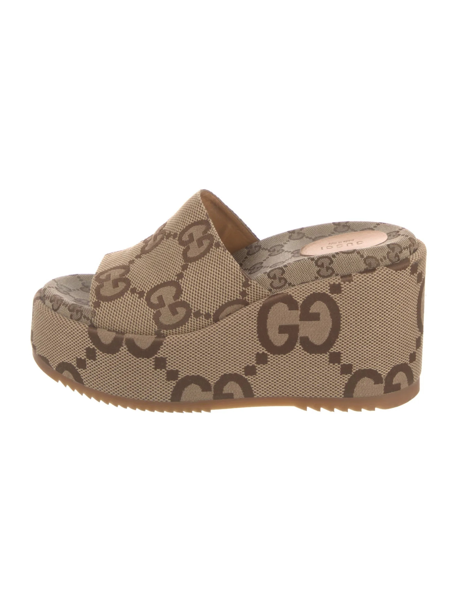 Gucci Canvas Printed Slides - Brown Sandals, Shoes - GUC2021614 | The RealReal | The RealReal