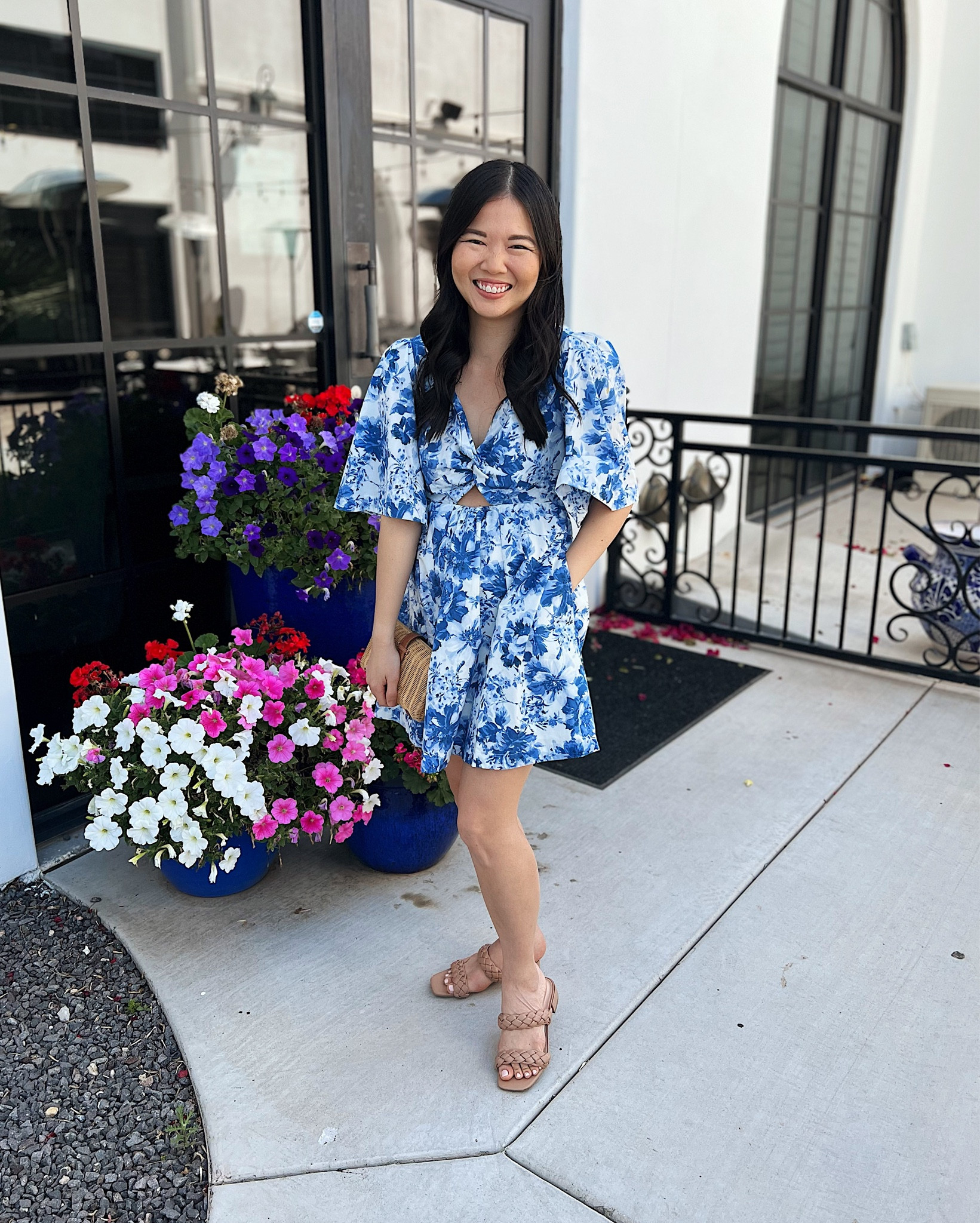 Blue floral dress with pockets (SP)
Rattan clutch 
Wicker clutch 
Braided sandals  (TTS)
Spring dress 
Wedding guest dress 
Baby shower dress 
Abercrombie dress 

#LTKfindsunder100 #LTKSeasonal #LTKstyletip