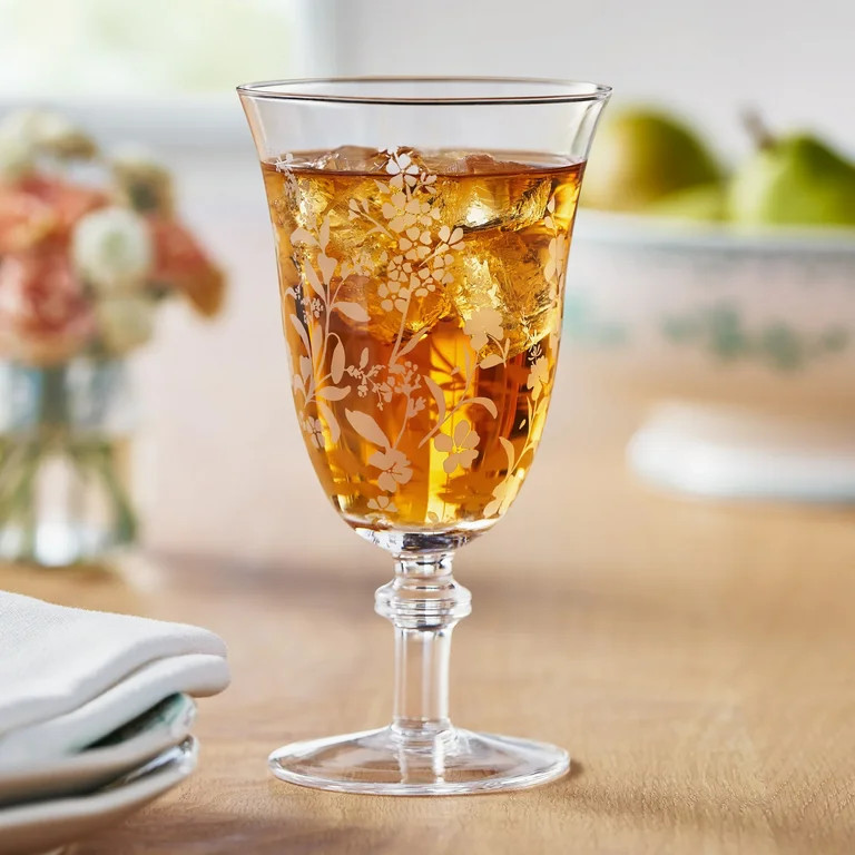 The Pioneer Woman Daisy Glass 14-Ounce Goblet, Clear, Set of 4 - Walmart.com | Walmart (US)