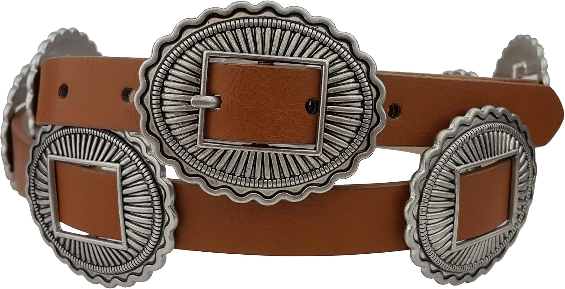Western Buckle with conchos in Non-Animal Leatherette Belt | Amazon (US)