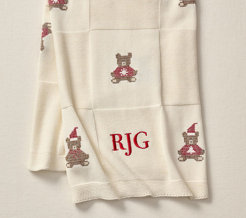 Christmas Bears Needlepoint Baby Blanket | Pottery Barn Kids