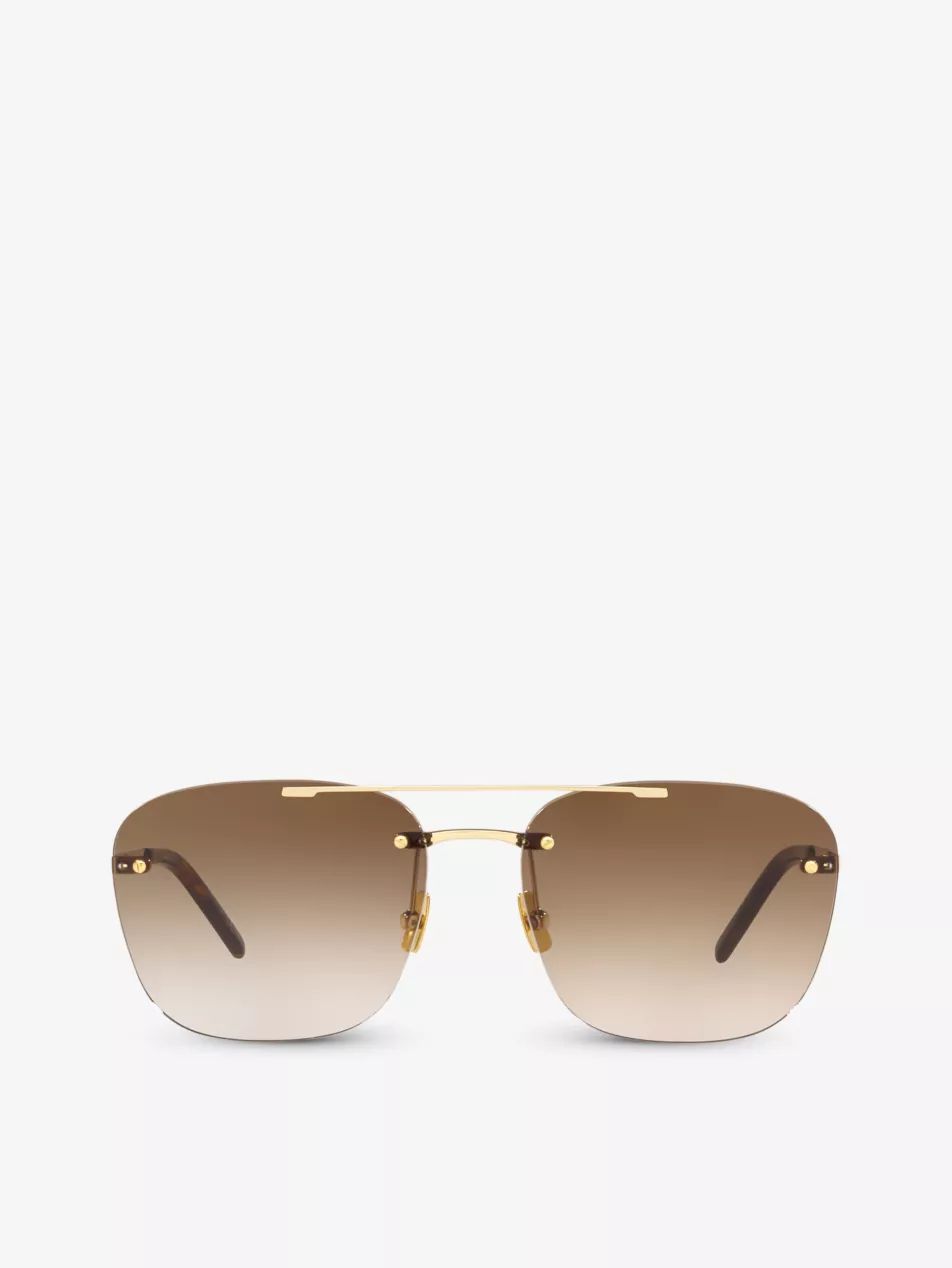 YS000324 rimless pilot-frame metal sunglasses | Selfridges