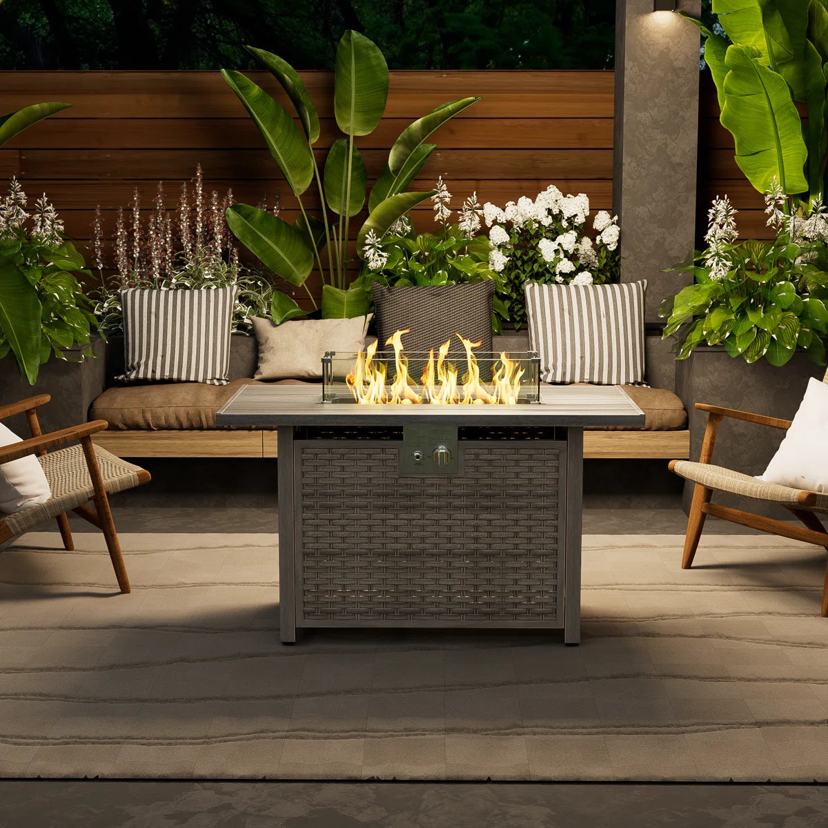 Rectangle Propane Smokeless Fire Pit Table with Hidden Fuel Tank | Wayfair North America