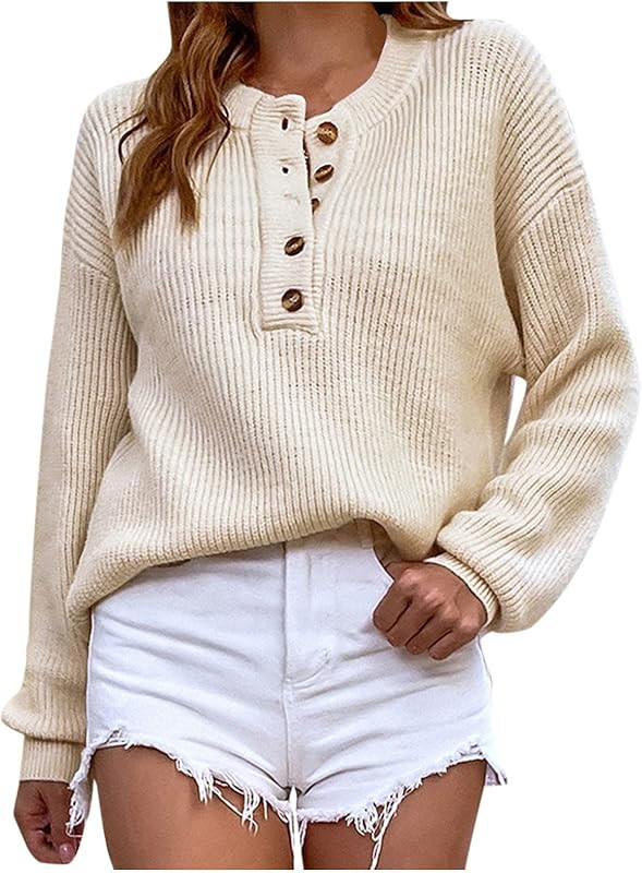 Women's Sweaters Casual Fashion 2022 Long Sleeved Knitting Solid Color Sweater Top Fall Clothes | Amazon (US)