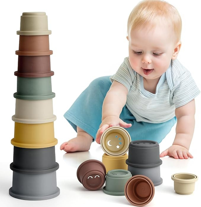 Stacking Cups Baby Building/Bathing/Beach Toys, Nesting Cups Early Educational Toddlers Montessor... | Amazon (CA)