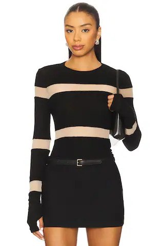Vex Long Sleeve Fitted Top in Black & Nude | Revolve Clothing (Global)