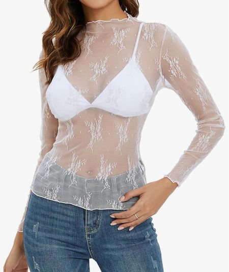 Amazon sale lace sheer top only $14, going out top, night out top

#LTKFestival #LTKstyletip #LTKfindsunder50