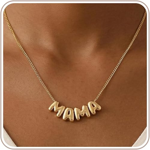 SLOONG Mama Necklace Letter Necklace 18K Gold Plated Dainty Mother and Daughter Matching Gift for... | Amazon (US)
