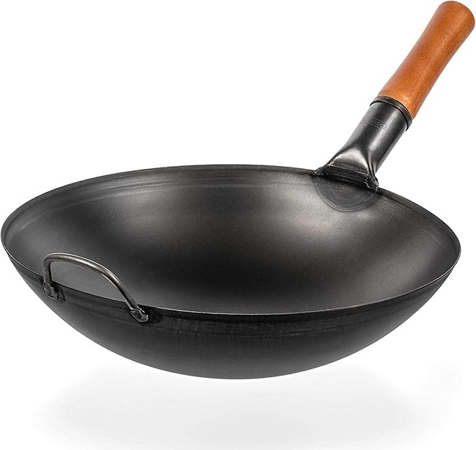 YOSUKATA Carbon Steel Wok Pan - 14 in Woks and Stir Fry Pans - Chinese Wok with Round Bottom Wok ... | Amazon (US)