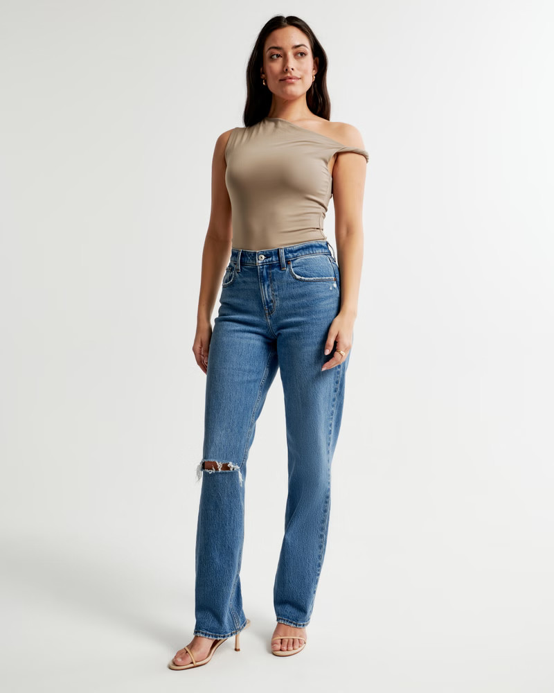 Women's Curve Love Mid Rise 90s Straight Jean | Women's Bottoms | Abercrombie.com | Abercrombie & Fitch (US)