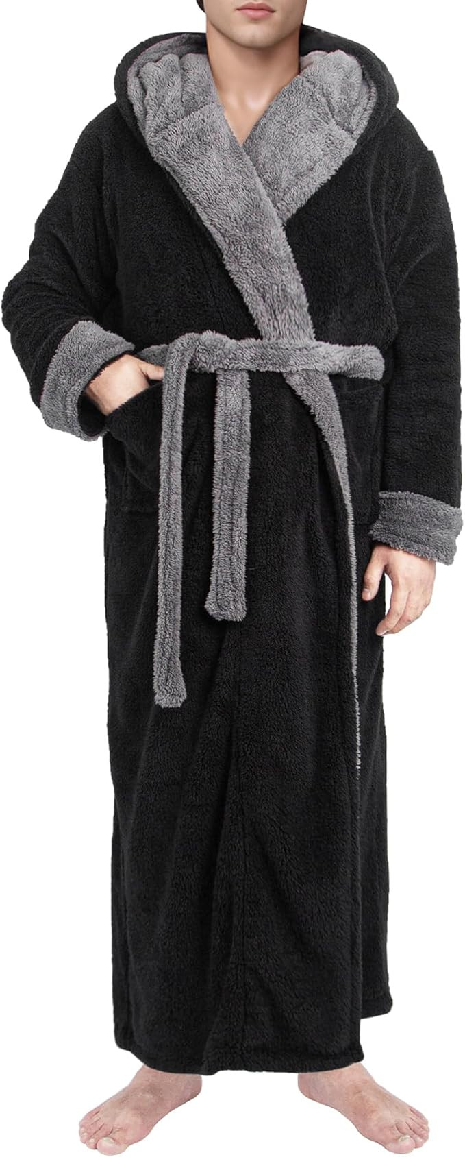 Yoimira Mens Robe with Hood, Big and Tall Plush Fleece Long Robe for Men Full-Length Bathrobe Coz... | Amazon (US)