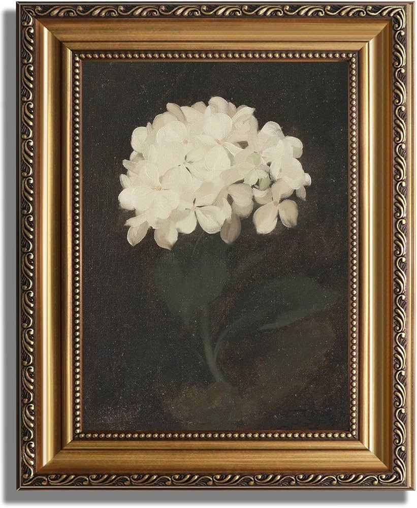 KBKBART Vintage Framed Wall Art for Living Room - White Hydrangea Still Life Flower Canvas Oil Pa... | Amazon (US)