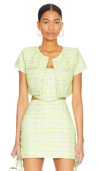 Tai Cropped Top in Lime Green Tweed | Revolve Clothing (Global)