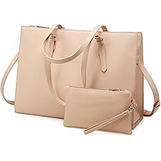 LOVEVOOK Laptop Bag for Women, Fashion Computer Tote Bag Large Capacity Handbag, Leather Shoulder... | Amazon (US)