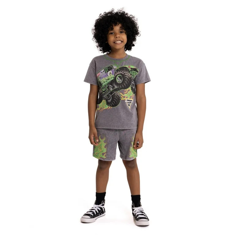 Monster Jam Toddler Boys Short Sleeve T-Shirt and Shorts Set, 2-Piece, Sizes 2T-5T | Walmart (US)