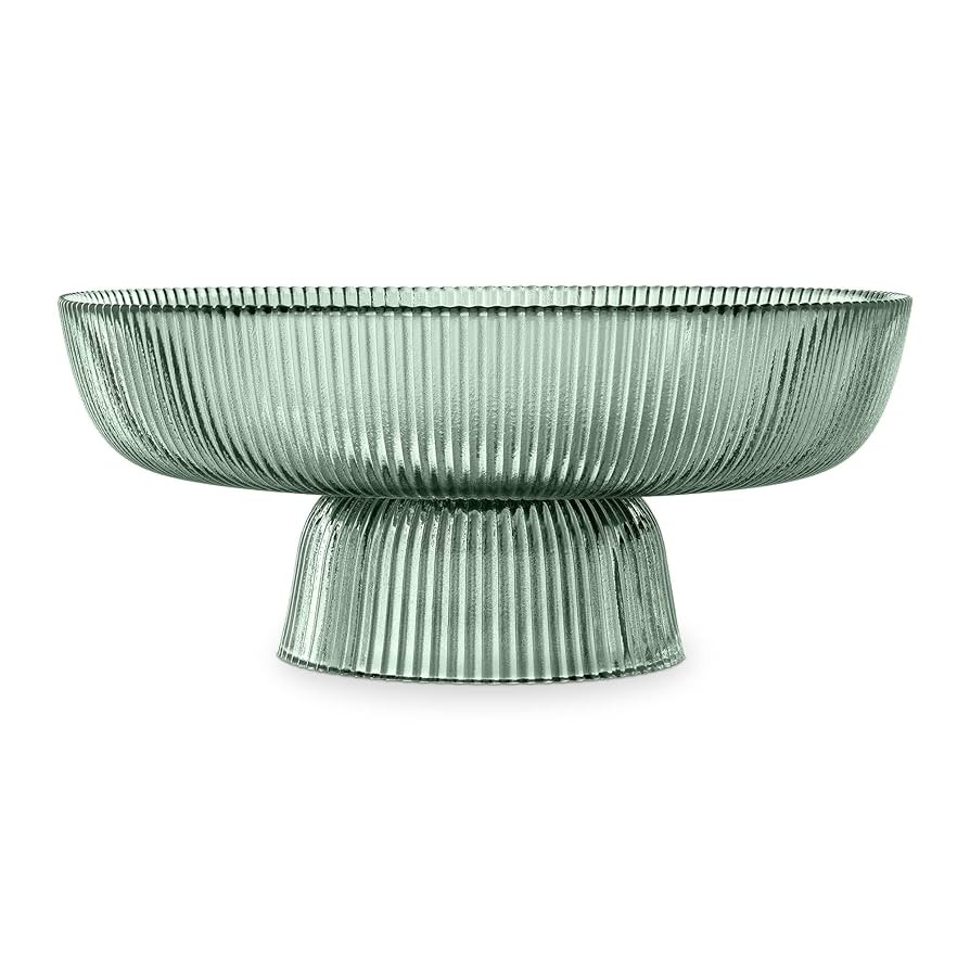 Navaris Glass Fruit Bowl - Decorative Fluted Colored Table Centerpiece Dish - 10.2" Diameter Gree... | Amazon (US)