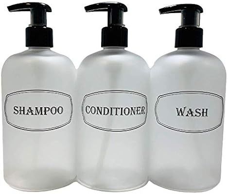 Bottiful Home-16 oz Frosted Shampoo, Conditioner, Wash Shower Soap Dispensers-3 Refillable Empty ... | Amazon (US)