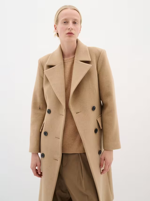 InWear ThoraI Double Breasted Wool Blend Coat, Tobacco Brown | John Lewis (UK)