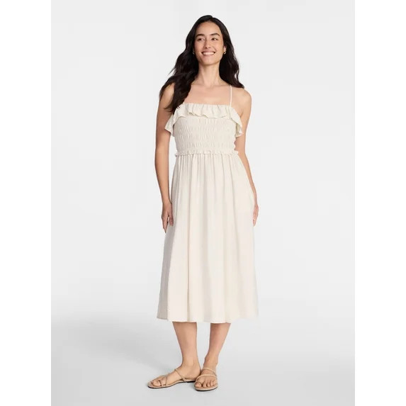 Time and Tru Women's Sleeveless Smocked Midi Dress, Sizes XS-XXXL | Walmart (US)
