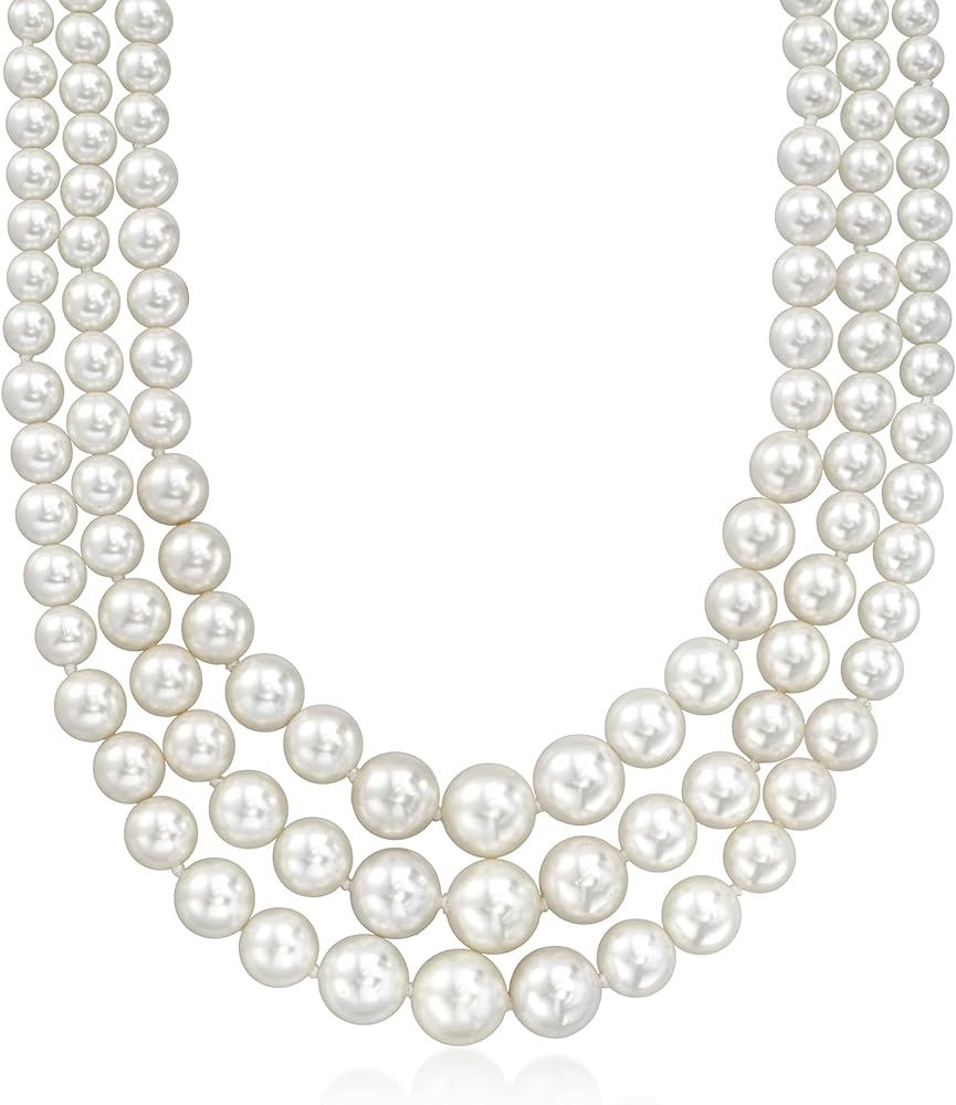Ross-Simons 6-12mm Shell Pearl Graduated 3-Strand Necklace with Sterling Silver | Amazon (US)