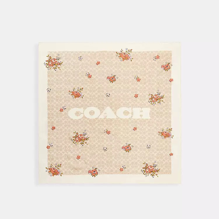 Signature Spring Blossom Print Silk Square Scarf | Coach Outlet US