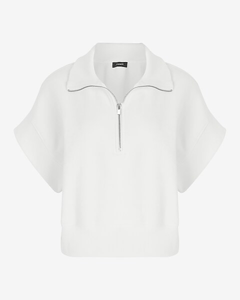 Luxe Comfort Quarter Zip Short Sleeve Fleece Sweatshirt | Express
