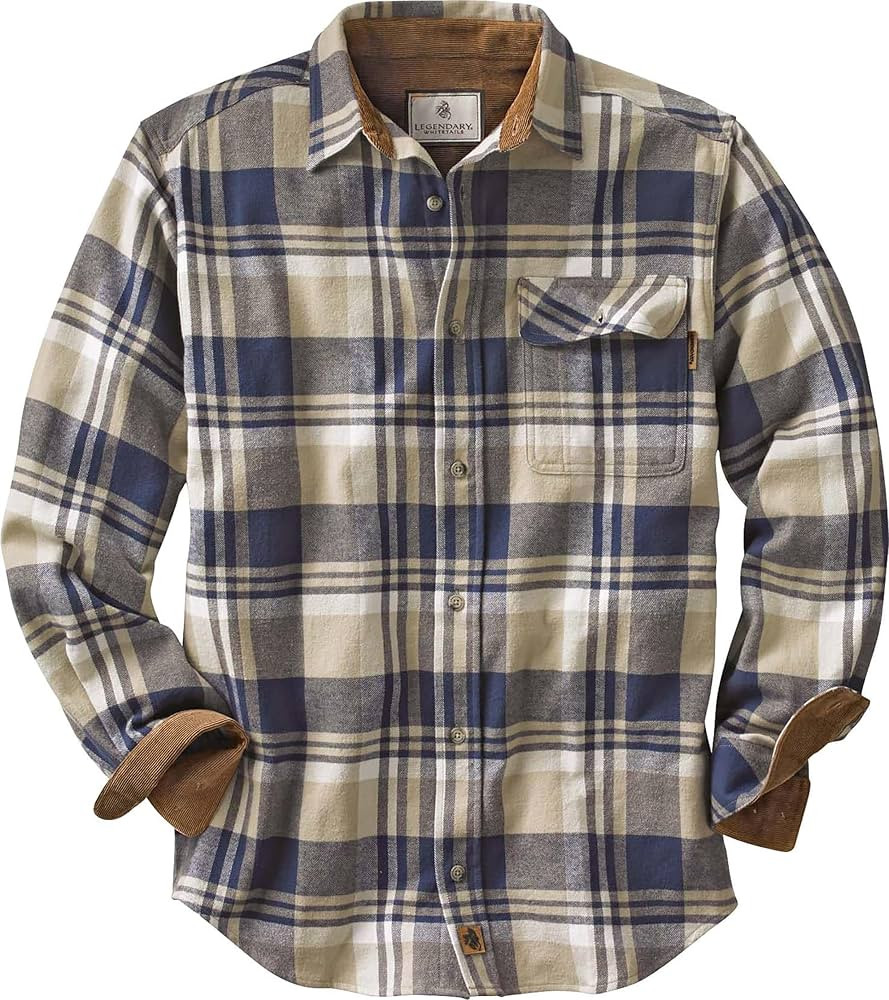 Legendary Whitetails Men's Buck Camp Flannel, Long Sleeve Plaid Button Down Casual Shirt, Corduro... | Amazon (US)