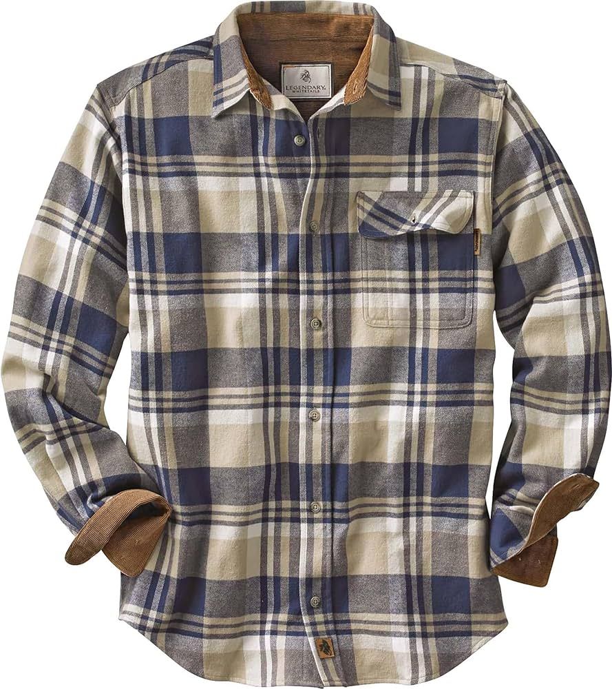 Legendary Whitetails Men's Buck Camp Flannel, Long Sleeve Plaid Button Down Casual Shirt, Corduro... | Amazon (US)