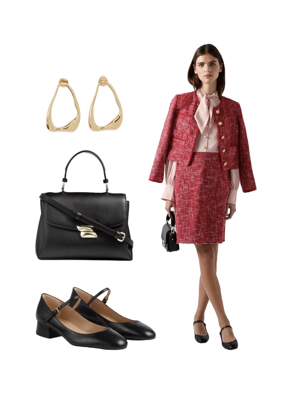 Ladylike and romantic, I’m obsessed with the new LK Bennett London ‘Alexa Red Tweed Jacket and Skirt’ with cute frayed edges!Partner with other new arrivals including the ‘Hall’ pink tie neck blouse, Darcie top handle / crossbody handbag in black, the Jodie Gold Earrings and adorable Beatrix Mary Janes in Black Leather. I’ve also added several other ideas to the product list! Use my 15% discount code on full price styles: REBECCALIPKINAUTHOR15 

#LTKeurope #LTKuk #LTKwinter