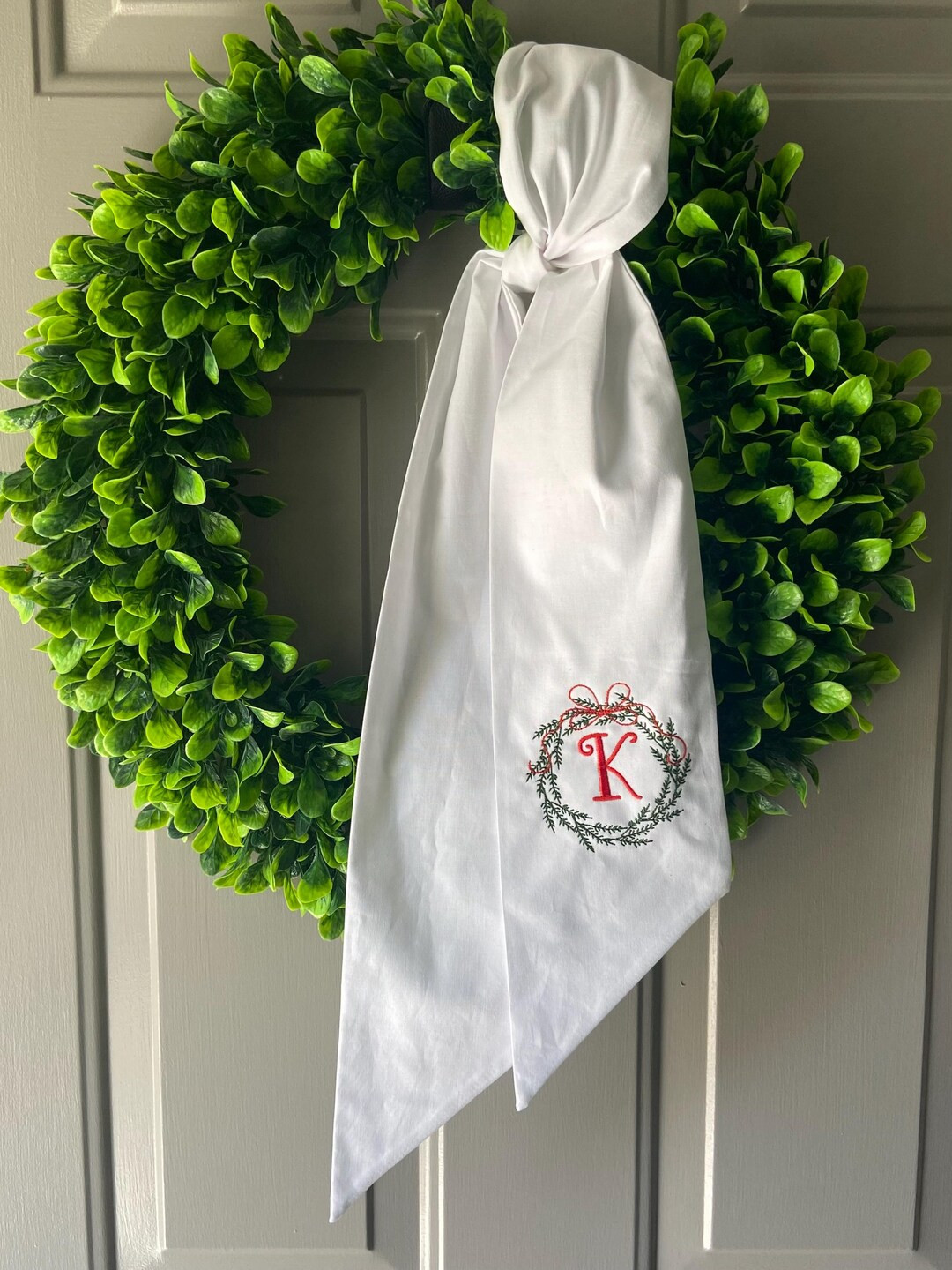 Embroidered Christmas Wreath Sash Holiday Gift Door Wreath Sash Hostess Gift Housewarming Gift Pe... | Etsy (US)