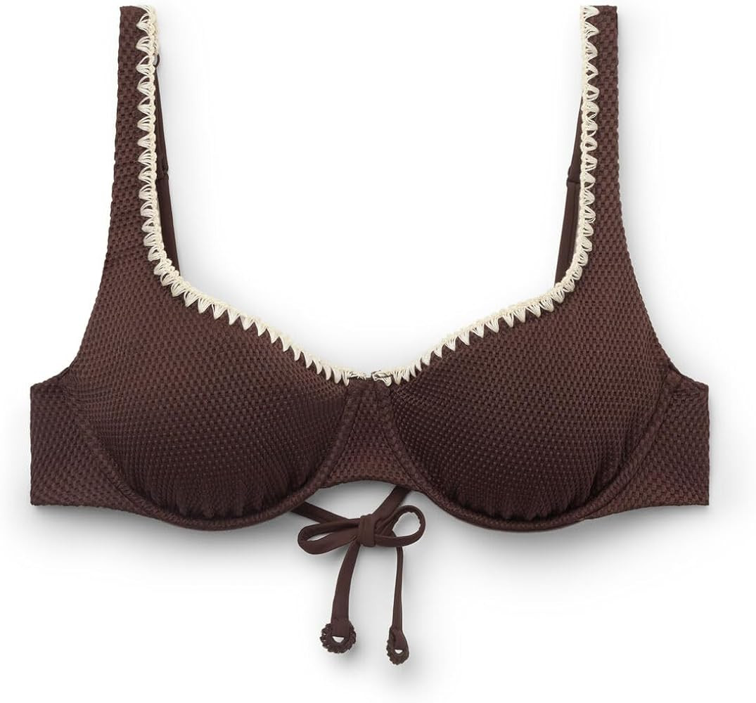 CALZEDONIA Woman's Balconette Swimsuit Top Bicolor Embroidery | Amazon (US)