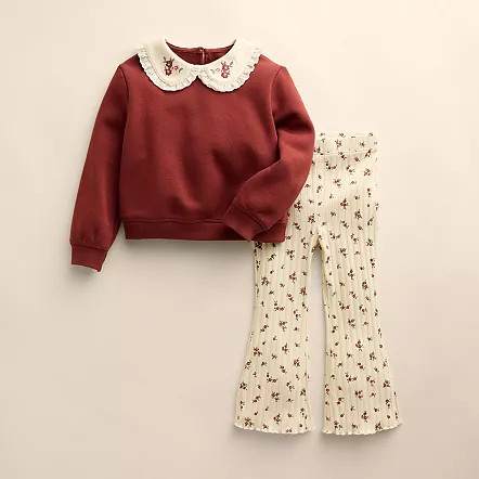 Baby & Toddler Girl Little Co. by Lauren Conrad Collared Top & Flare Pants Set | Kohl's