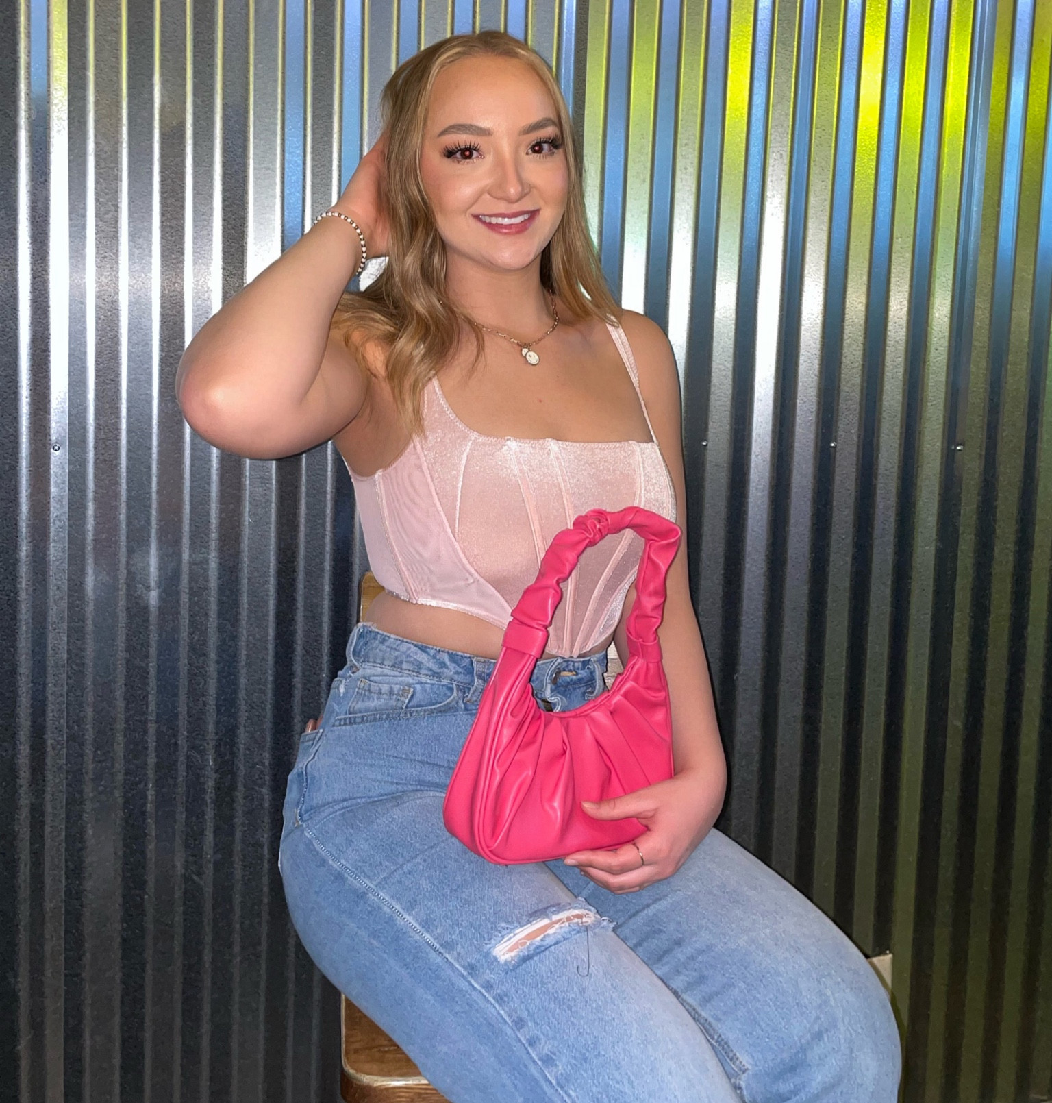 Spring and summer outfit inspiration 
•
Size M top
Jeans size 6
•
Pink outfit , corset top , pink purse , blue jeans , pink corset top , smile jewelry , summer outfit , spring outfit , spring top , pink hand bag

#LTKunder50 #LTKSeasonal #LTKstyletip