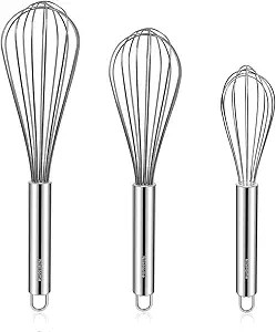 NileHome Stainless Steel Whisk Set 8" 10" 12" Kitchen Whisk Balloon Whisk Kitchen Wisk Wire Whisk... | Amazon (US)