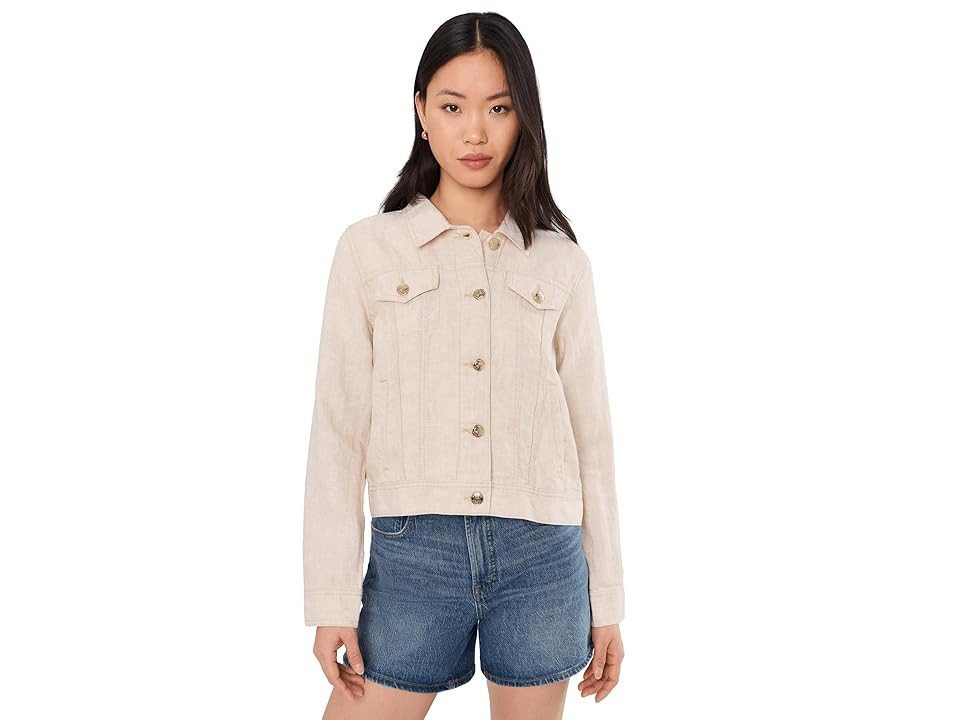 Lilly Pulitzer Seaspray Linen Jacket Women's Coat Wicker Tan X Resort White : LG | Zappos