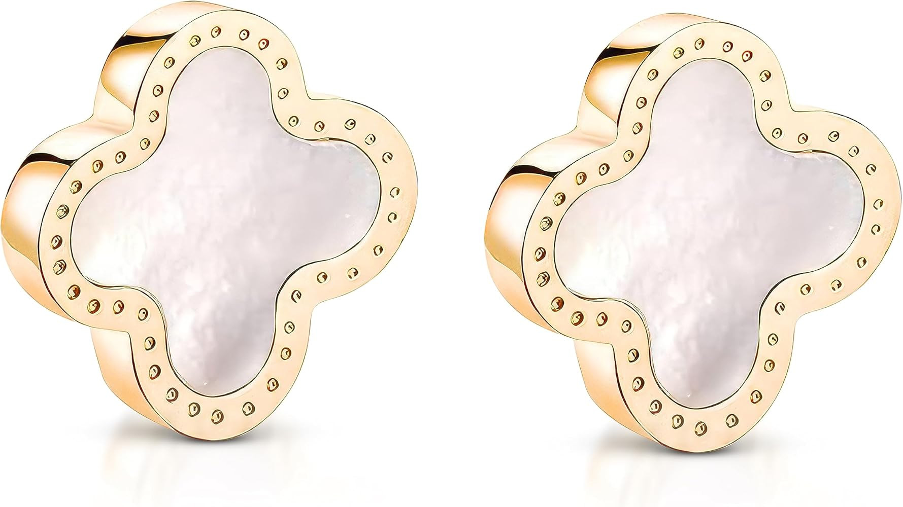 Four Leaf Clover Earrings for Women 18K Gold Plated Stainless Steel Lucky 4 Leaf Ear Studs Jewelr... | Amazon (US)