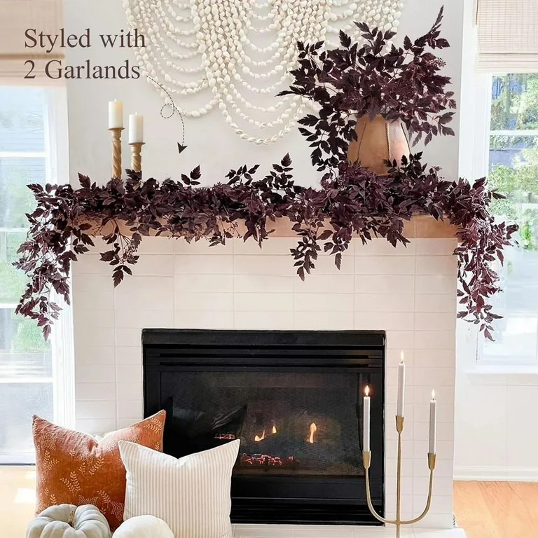 Fall Decor - Fall Decorations for Home - 6 Ft Plum Cimicifuga Seeded Garland - Artificial Leaf Ga... | Walmart (US)